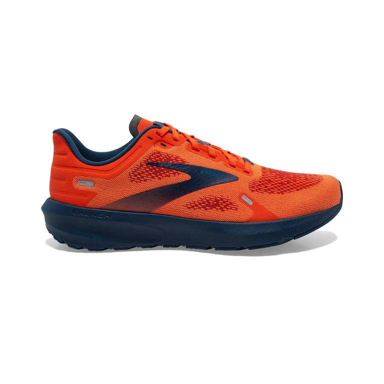 Brooks Launch 9 Lightweight-Cushioned Men's Road Running Shoes - Flame/Titan/Crystal Teal/Orange (86